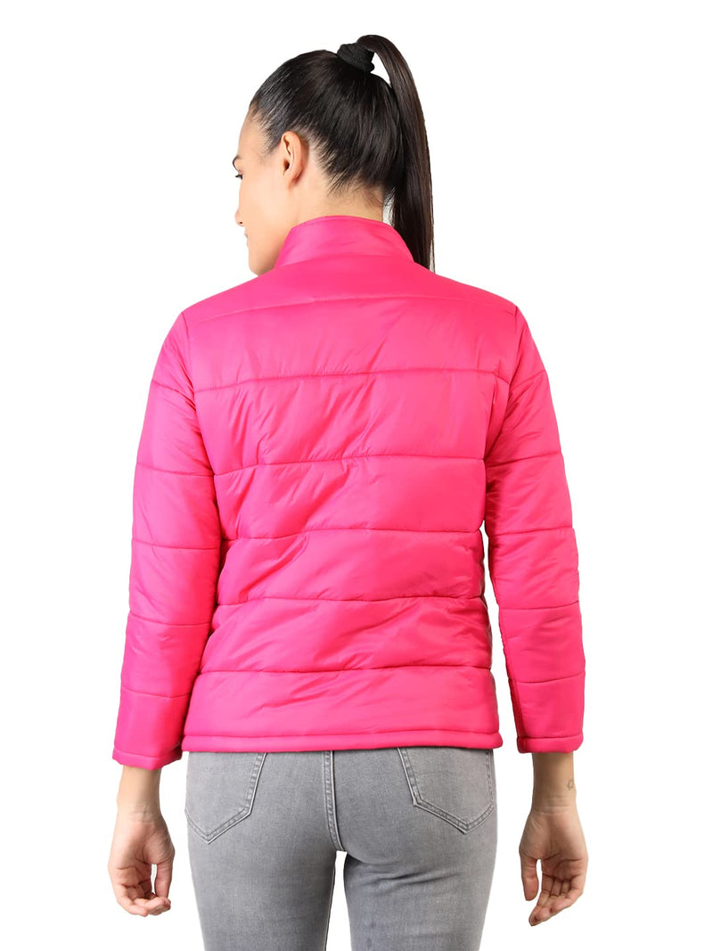 CHKOKKO Women's Winter Wear Quilted Jacket HotPink S