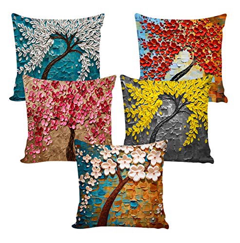 AEROHAVEN Velvet 250TC Cushion Cover, 16 x 16 Inch, Multicolour, Set of 5