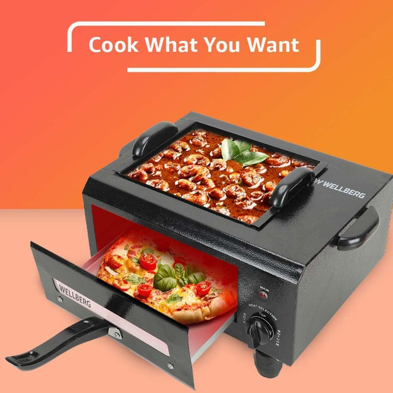 Wellberg 3-in-1 Electric Tandoor: Grill, Cook, and Roast with Ease! For Authentic Flavour of barbeque & Tandoor at your fingers | Electric Tandoor And Grill Barbeque For Home