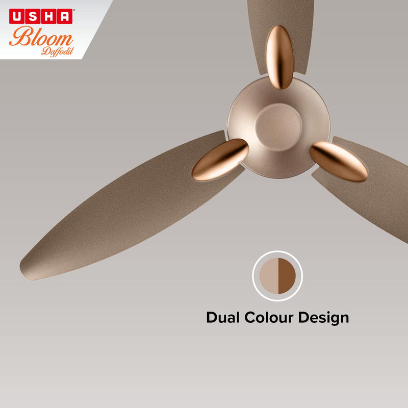 Usha Bloom Daffodil Goodbye Dust Ceiling Fan 1250mm, Sparkle Golden and Brown