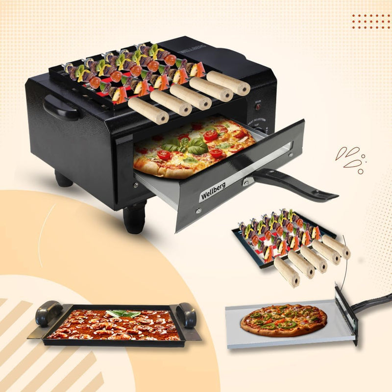 Wellberg 3-in-1 Electric Tandoor: Grill, Cook, and Roast with Ease! For Authentic Flavour of barbeque & Tandoor at your fingers | Electric Tandoor And Grill Barbeque For Home