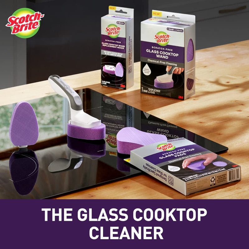 Scotch-Brite Chemical Free Non-Scratch Glass cooktop/Stove Cleaner Pads for Kitchen and Glass Utensils/appliances, Burnt Surfaces Cleaning (2 Pads), Purple, (GCTCP2)