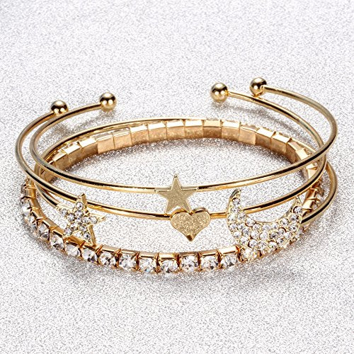 Shining Diva Fashion Jewellery Stylish Crystal Multilayer Charm Bracelet for Girls and Women (9816b)(Gold)