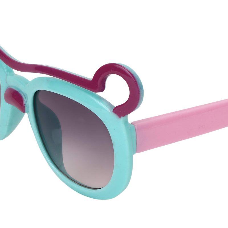 Amour Light Blue & Magenta Full Framed Bear Ears Medium Sized Unisex Cat Eye Sunglasses with Purple Gradient Lens for Kids (5-9 Years)