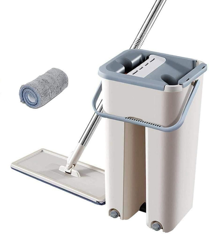 Mop-360� Rotatable Flat Mop And Bucket System For Floor Cleaning With 1 Washable Microfiber Mops Pad