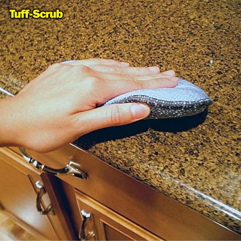 The Original Tuff-Scrub | Microfiber Multi Surface Scrub and Wipe Sponges | Durable and Reusable | Dual-Sided for Scouring, Scrubbing, Dishwashing and Easy Household Cleaning (Pack of 3, Nano Size)