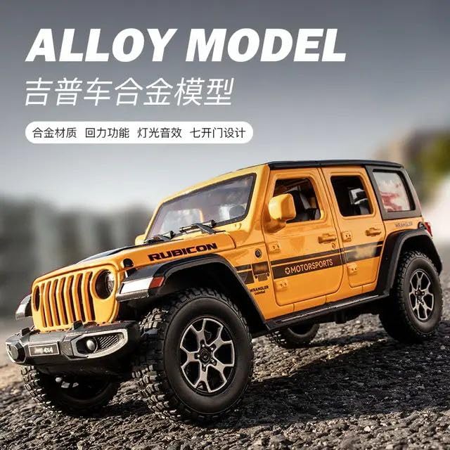 FEXXA 1:32 Scale Wrangler Rubicon Jeep Exclusive Alloy Metal Pull Back Die-cast Car Model with Sound Light Mini Auto Toy for Kids Metal Model Toy Car with Sound and Light?New Version? (Multicolor)