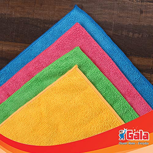 Gala Microfiber Cleaning Cloth/ Towels Set of 4 Kitchen Wipes, Microfiber Cloth for car, bike cleaning and home cleaning, Glass cleaning cloth, (Multicolor)