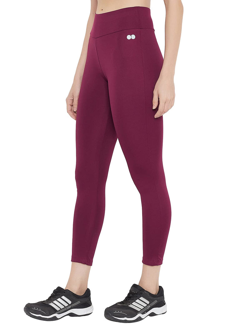 Clovia Women's Activewear Ankle Length Tights (AB0042A15_Purple_M)