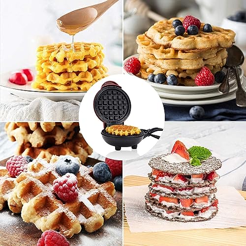 Mini Waffle Maker 4 Inch- 350 Watts: Stainless Steel Non-stick Electric Waffle Maker Machine For Individual Belgian Waffles, Pan Cakes, Paninis Or Other Snacks Home Appliances