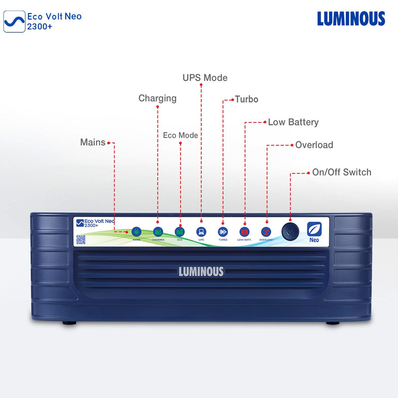 Luminous Inverter Eco Volt Neo 2300+ Sine Wave 2000VA/ 24V Inverter for Home, Office & Shops