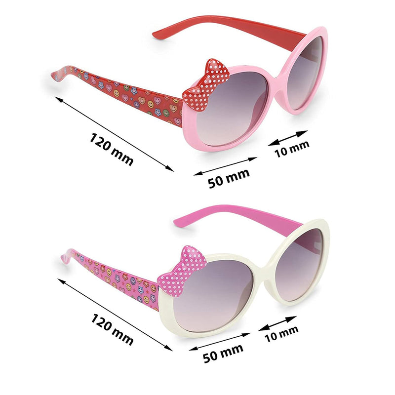 Amour UV Protected Cute bow design Combo for Kids (4 to 8 Years) Sunglasses - Pack of 2 (47G-WTPK-47B-PKRD)