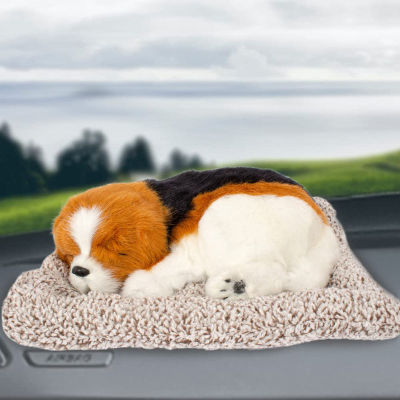 TYNIMO Sleeping Dog Stuffed Toy, Car Dashboard Showpiece, Soft Plush Realistic Puppy Figurine with Bamboo Charcoal for Home Décor, Office and Gift (25 x 20 cm) (Beagle)