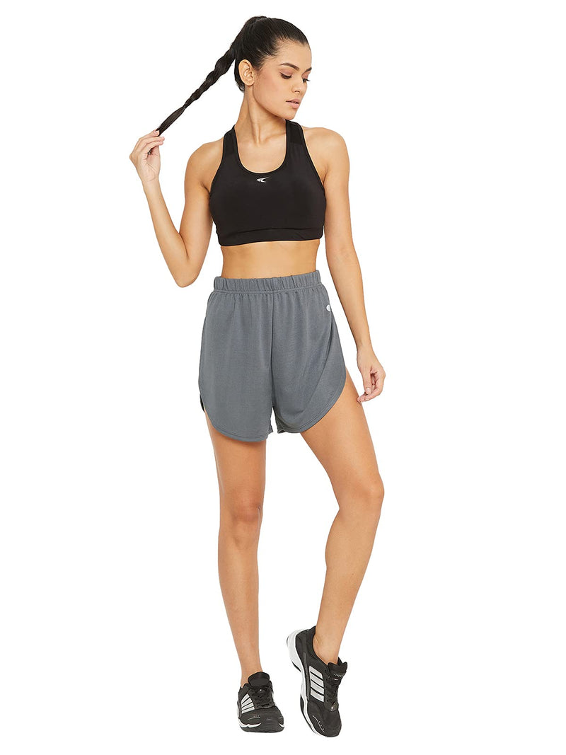 Clovia Women's Polyester Activewear Sports Shorts (AB0056P05_Grey_M)