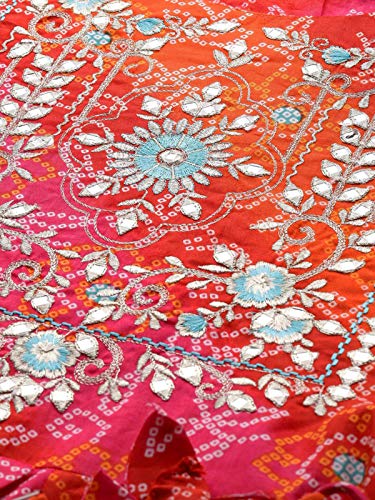 ishin Women's Viscose Rayon Anarkali Embellished Kurta Kpram-6072_XL_Red & Orange