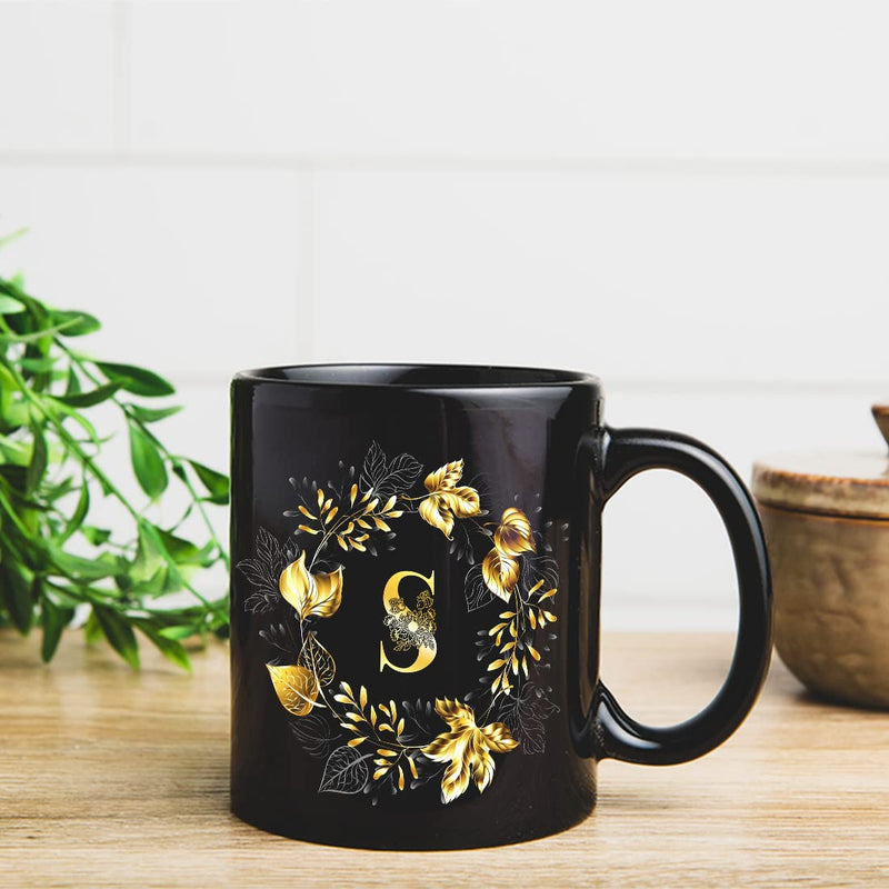 K1Portal Alphabet Letter Printed Ceramic Mug- 325 ml, Heart Shape Card, Printed Keychain (S Alphabet)