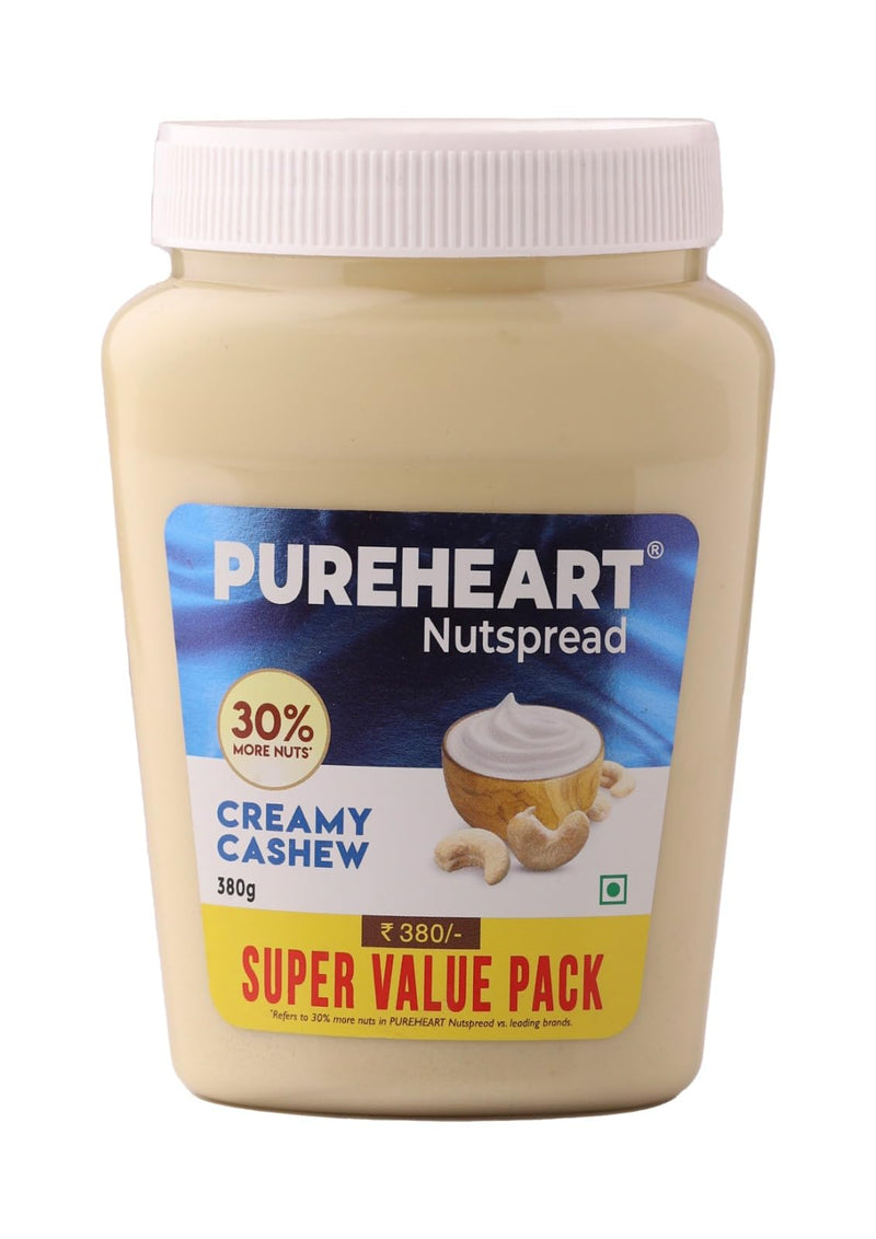 Pureheart Nut Spread Creamy Cashew - Nutty Spread for Breakfast, Delicious, Smooth & Creamy Snack (380 gm)