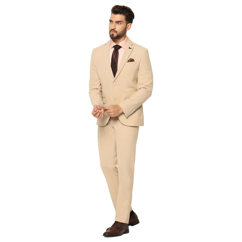 blackberrys Dobby Hybrid Formals Suits Notch Lapel in Slim FIT Beige