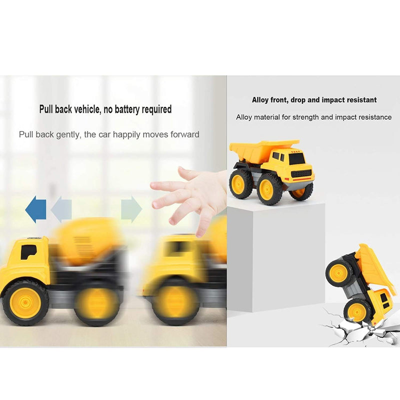 TEC TAVAKKAL Metal Team Car Unbreakable Engineering Automobile Construction Car Toys Set for Children Kids Crane Excavator Road Roller Forklift Mixer Truck Transporter Truck Machine Construction Toys.