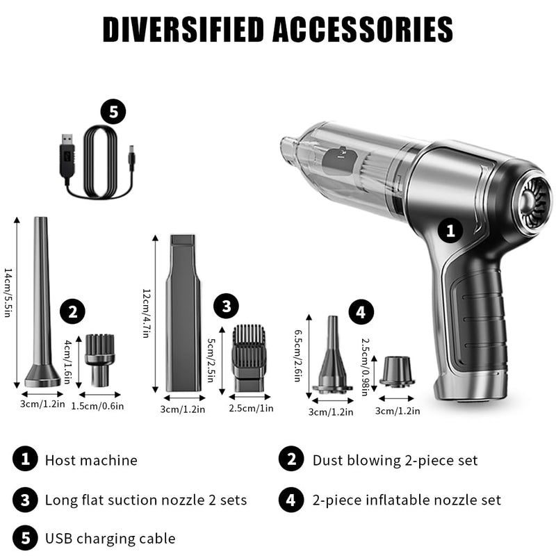 Electric Compressed Air Duster, 19000PA Handheld Cordless Air Duster, 120W 35500RPM Car Vacuum Cleaner & Multi Nozzle 4000mAh Cordless Air Blower Dust Cleaner for Home Computer Cleaner Keyboard Duster