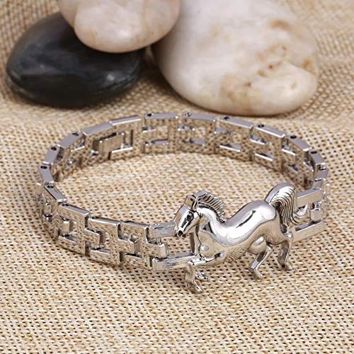 Shining Diva Fashion Silver Stainless Steel Silver Plated Horse Stylish Bracelet for Men and Boys-(10060b)