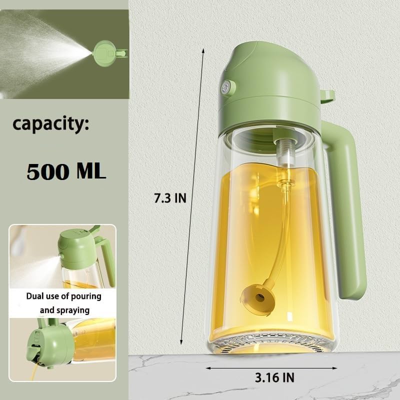 Oil Sprayer for Cooking Kitchen Gadgets Accessories for Air Fryer Kitchen Oil Bottle 500 ML Cooking 2 in 1 Olive Oil Sprayer and Oil Dispenser Baking, Kitchen BBQ Air Fryer Salad Frying Baking.