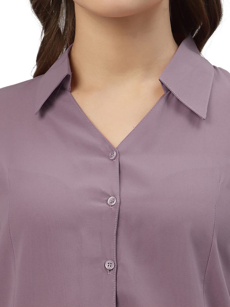 Selvia Women's Poly Viscose Solid Regular Fit Shirt (329TKN259-M_Lavender)