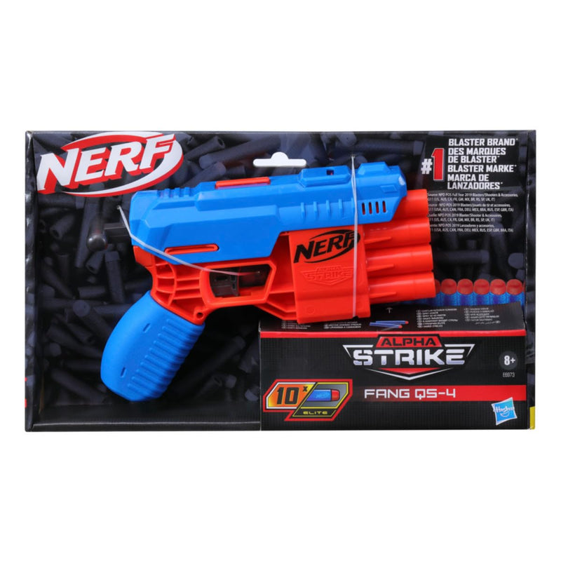 Nerf Alpha Strike Fang QS-4 Toy Blaster, Fire 4 Darts in a Row, 10 Nerf Darts, Christmas Gift Toys for Kids Teens and Adults, Christmas Toy for Boys, Birthday Gift Toy for Kids Ages 8+,Best Xmas Gift