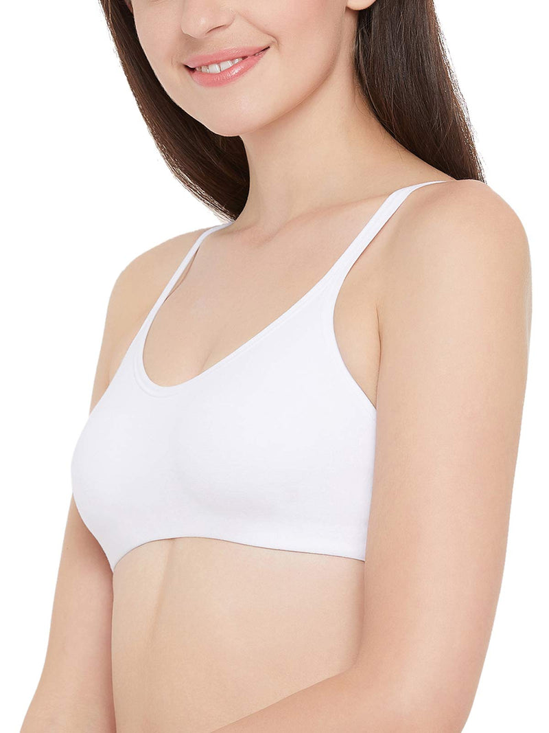 Clovia Women's Cotton Low Impact Padded Sports Bra (BR2179P18_White_38D)