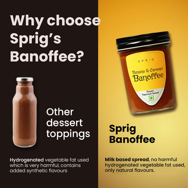 Sprig Banana and Caramel Banoffee | Milk-based Sweet Spread| No Hydrogenated Vegetable fats | Breakfast Spread | Dessert Topping | No Artificial Flavours | 290g