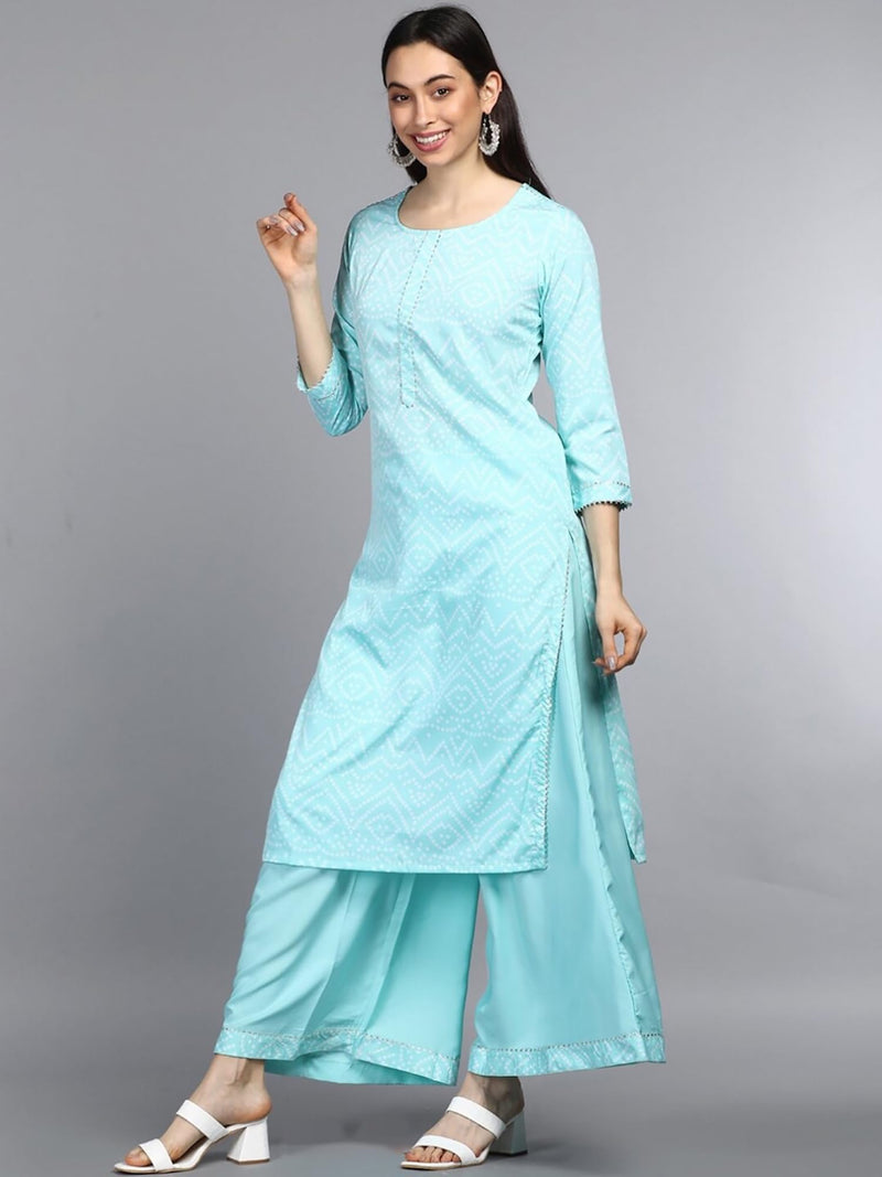 Vaamsi Women's Crepe Straight Regular Kurta Set (PKSET1002_XL_Blue X-Large)