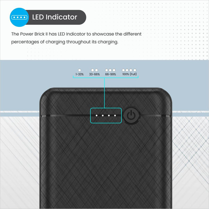 Portronics Power Brick II 10000 mAh,2.4A 12w Slim Power Bank with Dual USB Output Port for iPhone, Anrdoid & Other Devices.(Black)