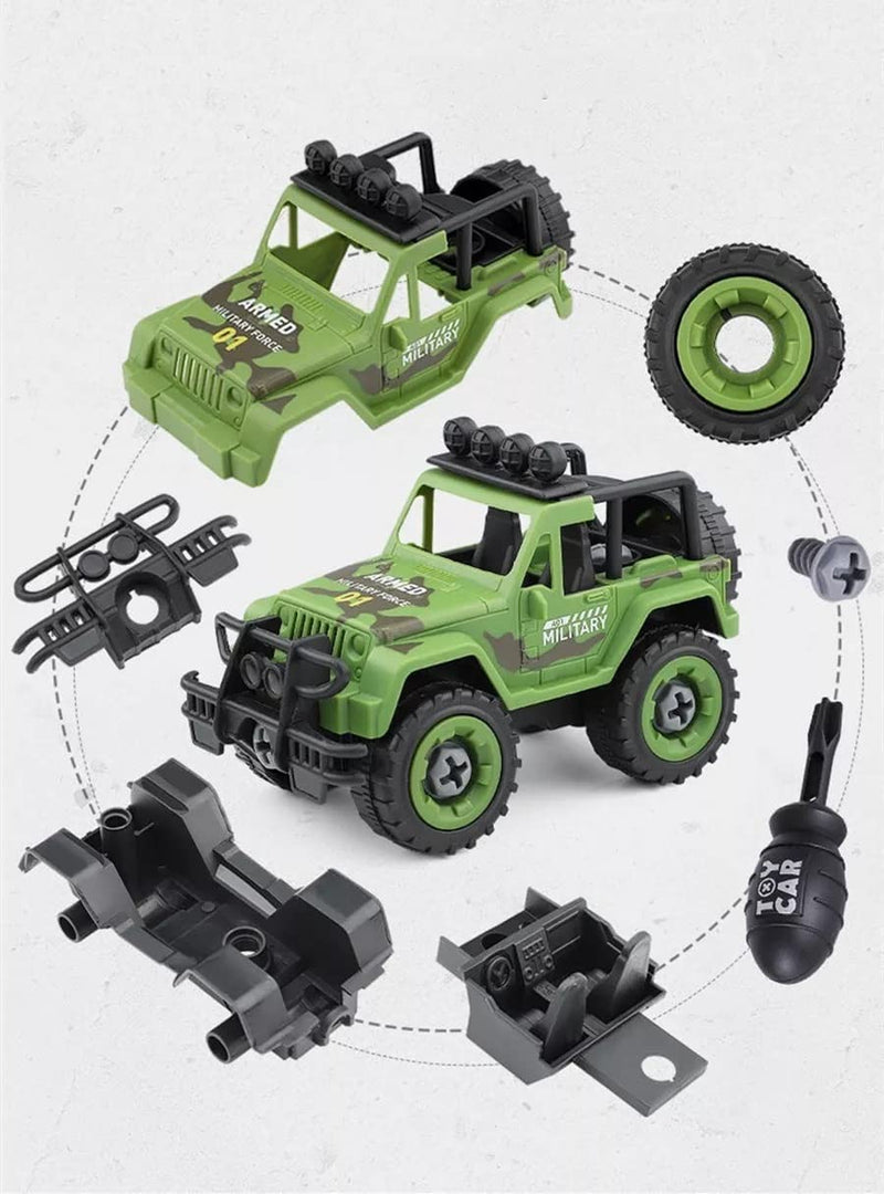 TEC TAVAKKAL Military Army Foldable Vehicles Car Toy 4 Pack with Screwdriver Toy, DIY Kids STEM Toys Including Helicopter, Jeep, Tank and Boat for Toddlers Birthday Gifts for Boys 2 3 4 5 6 Year