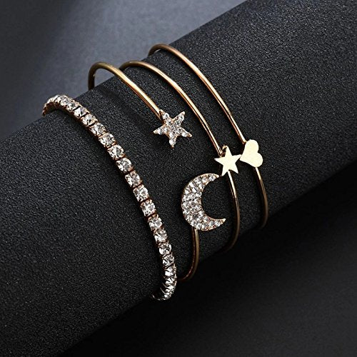 Shining Diva Fashion Jewellery Stylish Crystal Multilayer Charm Bracelet for Girls and Women (9816b)(Gold)