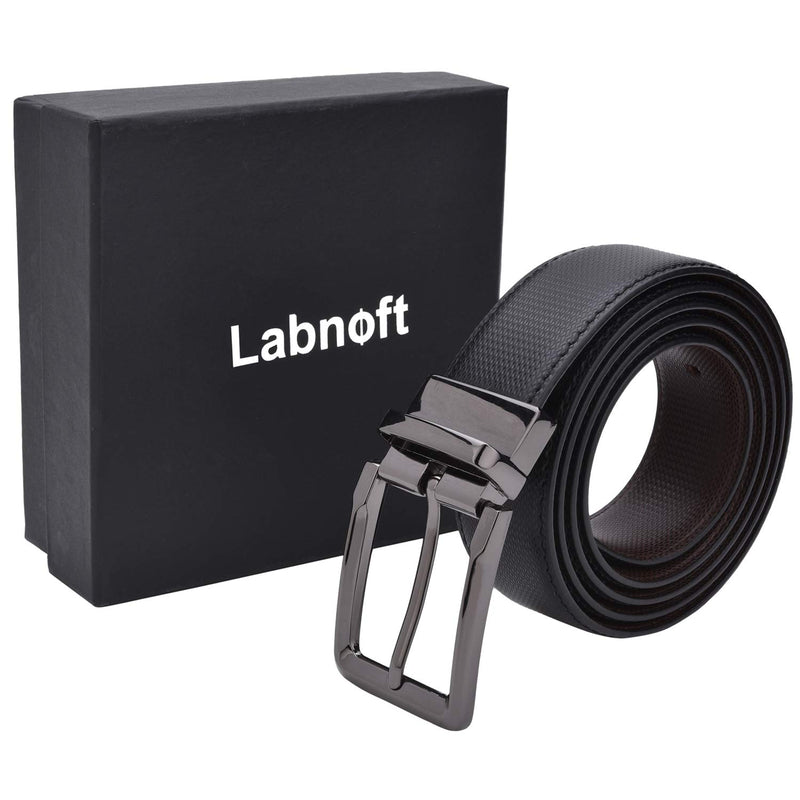 Labnoft Men's Pu Leather Reversible Belt (Black)