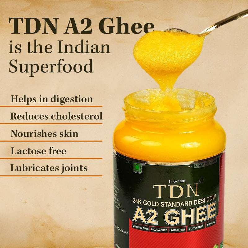 TDN Farm Fresh A2 Cow Ghee -120ML Glass Bottle, NDDB A2 Lab Certified, A2 Ghee Bilona Method, A2 Organic Cow Ghee, Grassfed, Cultured Premium & Traditional Ghee, Curd Churned A2 Ghee, A2 Pure Ghee