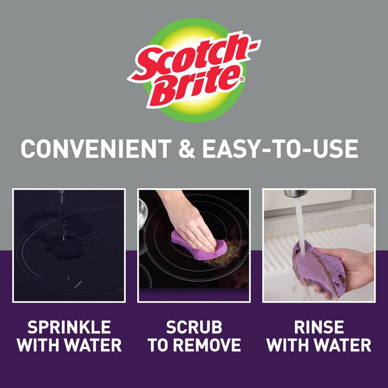 Scotch-Brite Chemical Free Non-Scratch Glass cooktop/Stove Cleaner Pads for Kitchen and Glass Utensils/appliances, Burnt Surfaces Cleaning (2 Pads), Purple, (GCTCP2)