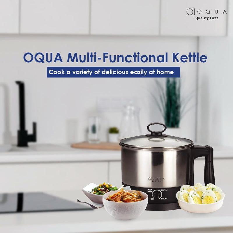 OQUA Premium Noodle & Rice Cooker |Multi Cooker Electric Kettle |Overheat and Boil Dry Protection |Easily Make Noodle, Rice, Porridge, Oats, Soup, Tea & Coffee |Serves Easily 2-3 People 1.5L Capacity