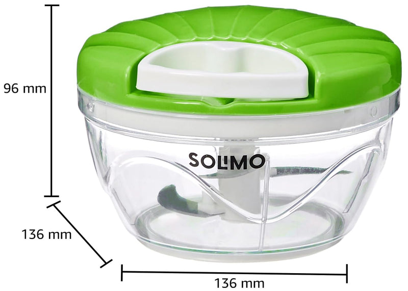 Amazon Brand - Solimo Plastic 500 ml Large Vegetable Chopper with 3 Blades, Green