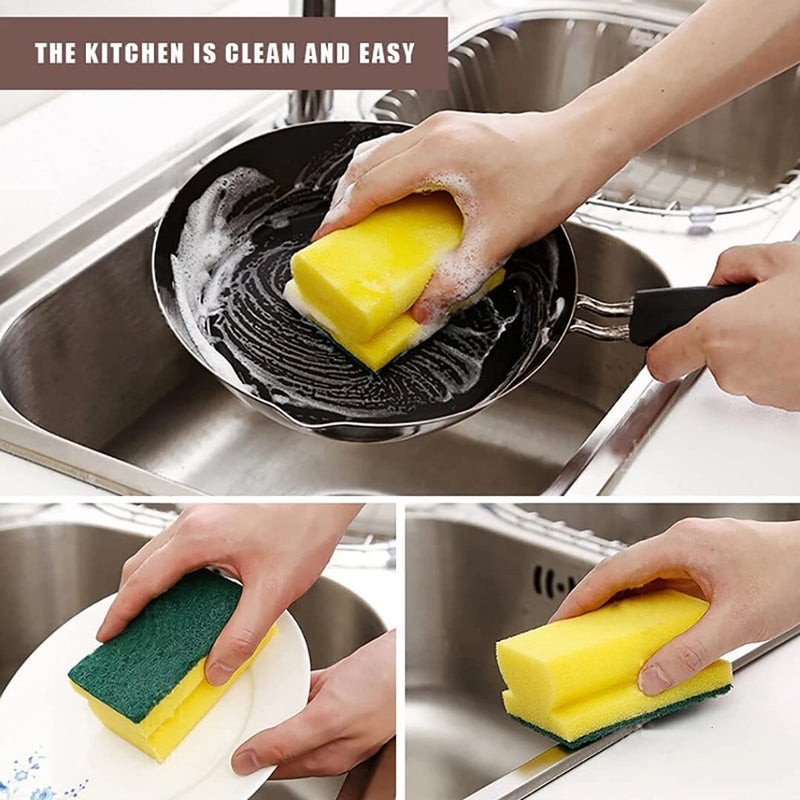 Sulfar Scrub Sponge 2 in 1 PAD for Kitchen, Sink, Bathroom Cleaning Scrubber (6 pc), Black, Medium (1429)