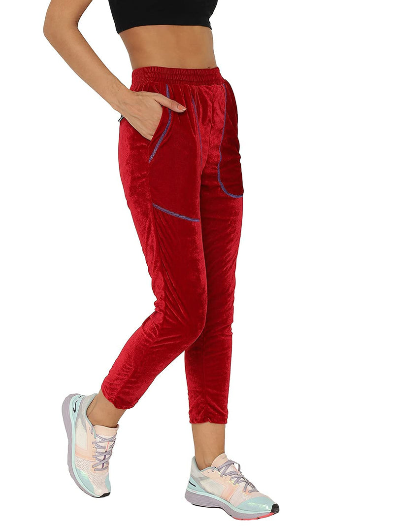 CHKOKKO Yoga Gym Workout Active Wear Sports Fitness Track Pant for Women Maroon 3XL