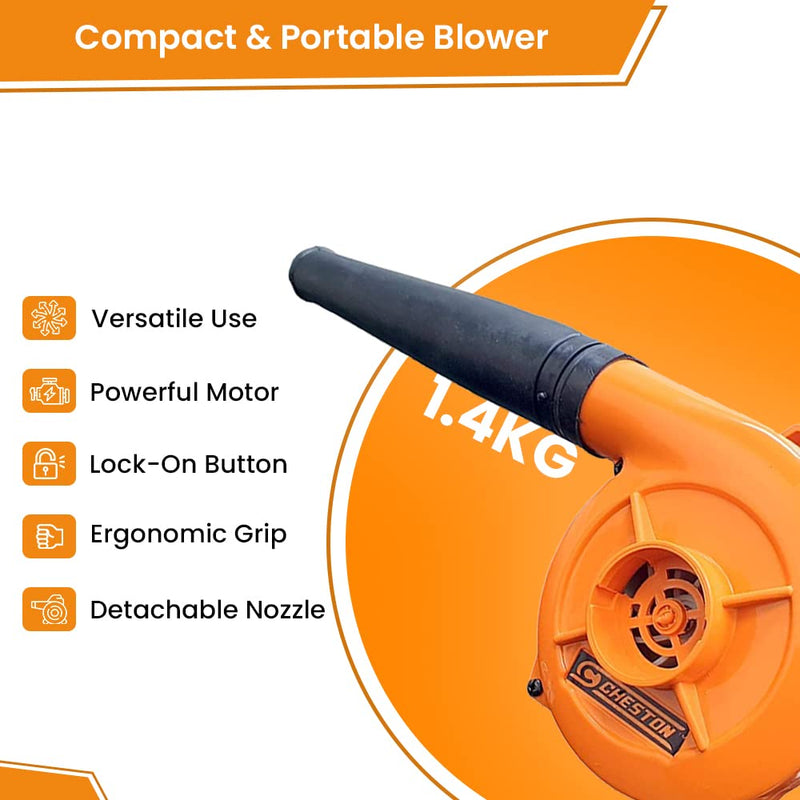 Cheston 600W Air Blower I Anti-Vibration I 13000 RPM 3.0m³/min Dust Cleaner I PC Computer, AC, Home & Outdoor Air Cleaner (Orange) I 6 Months Warranty