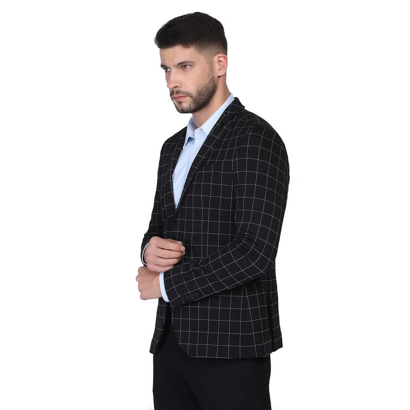 blackberrys Checks Polyester Slim Fit Mens Work Wear Suit (Black, Size_40)