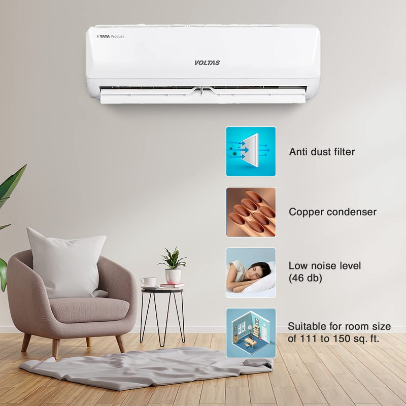 Voltas 1.5 Ton 3 Star, Inverter Split AC(Copper, 5-in-1 Adjustable Mode, Anti-dust Filter, 2023 Model, 183V Vertis Emerald, White)