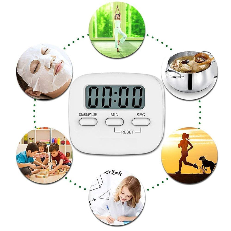 P-Plus International Digital Kitchen Timer Magnetic Countdown Cooking Kitchen Timers with Louder Alarm Big Digit, Back Stand Hanging Hole for Cooking Kids Teacher Shower Bathroom Oven Round