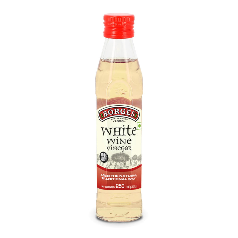 Borges White Wine Vinegar | 250ml | Premium Vinegar in Glass Bottle | Imported from Spain | Suitable For Cooking, Salad Dressing, Marinating