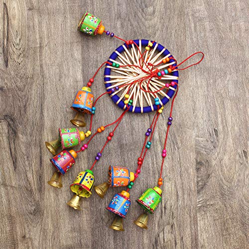 eCraftIndia handicrafted Decorative Wall/Door/Window Hanging Bells Wind Chimes Showpiece for Home Decor, Wall Decor, Pooja Room Temple, Diwali Gift, Corporate Gift