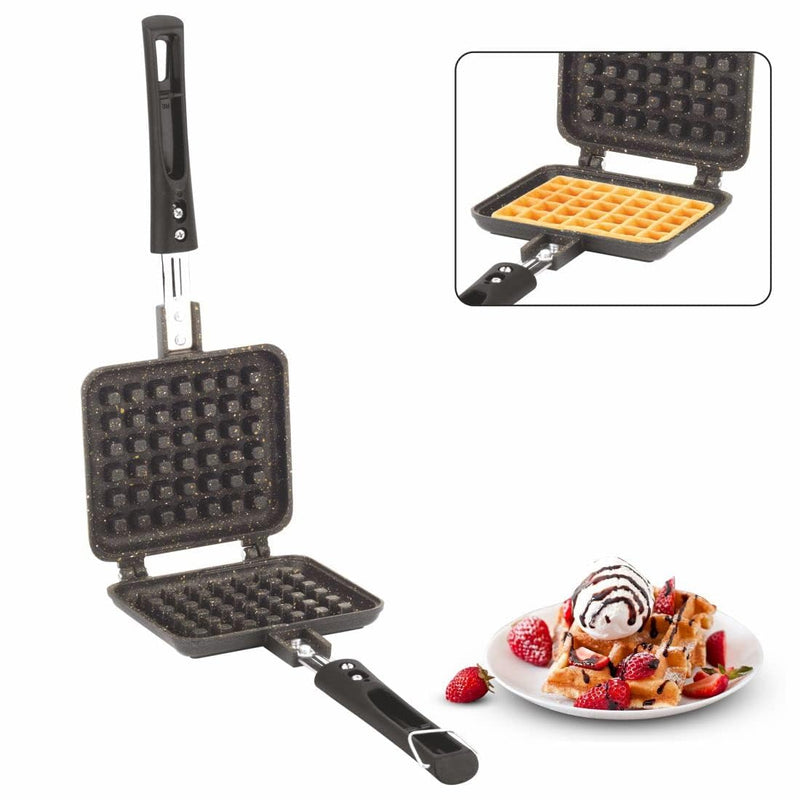 Tosaa Non Stick Waffle Pancake Maker Gas Compatible Super Heavy Thickness, Color May Vary