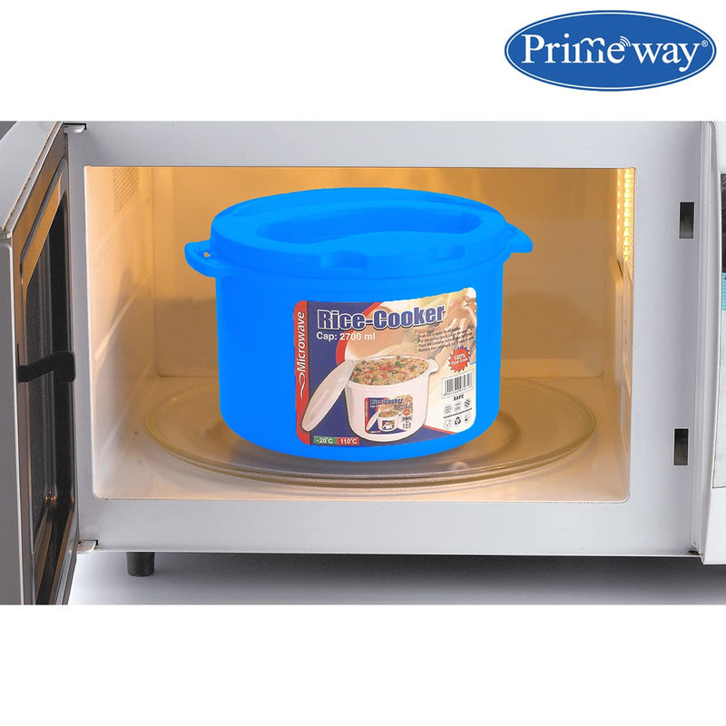 Primeway® Polypropylene 2.7L Microwave Rice Cooker Container w/Serving Spoon (Blue)