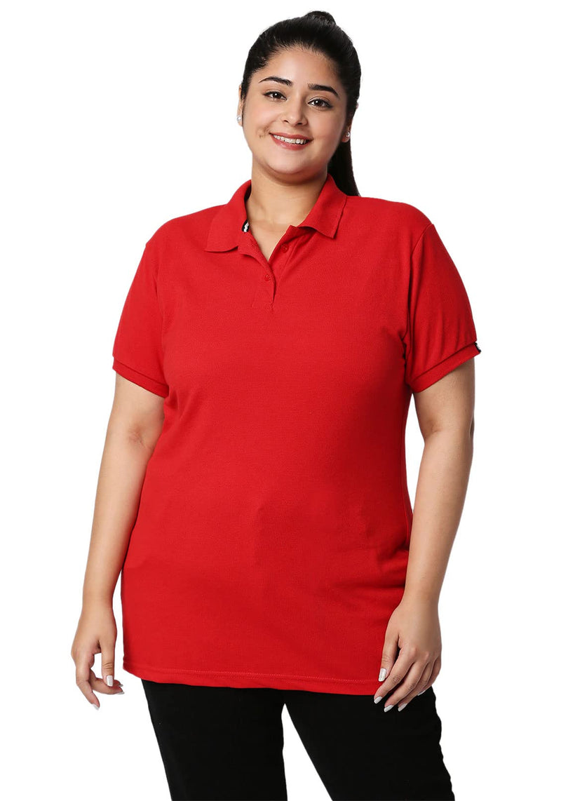 Wear Your Opinion Womens Polo Collar Neck T-Shirt Top (Design: Solid,Red,X-Large)